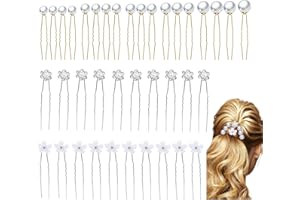 CICIING 38 Stück Hochzeit Haarnadeln, Brautschmuck Haarnadeln, Perlen und Blumen Haarnadel, U-förmig Haarnadel Strass, Haarspangen Frauen Mädchen, Haarschmuck für Brautfrisur und Brautjungfernfrisur