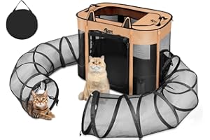 Ownpets Outdoor Cat Enclosure Tunnel,Portable Pet Playpen Foldable Puppy Tent, Pet Carrier Exercise Kennel Cage for Indoor and Outdoor Use