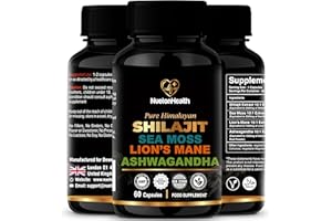 Shilajit, Sea Moss, Lion's Mane, and Ashwagandha Capsules - Comprehensive All-in-One Wellness Supplement for Mind, Body, and Vitality - 60 Vegan Capsules by NuetonHealth UK