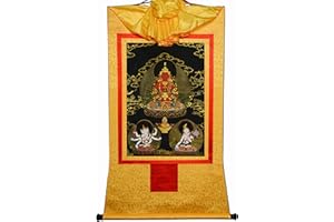 Gandhanra Thangka Tibetische Wandbehang,Amitayus Thangka,Heißgeprägter Buddha Wandteppich für Zen Wohnkultur, Meditation, Spirituelle Entspannung und Ruhe