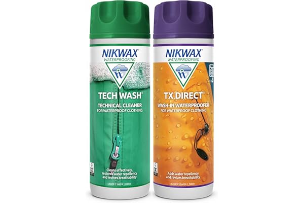 Nikwax Tech Wash & TX.Direct Twin Pack  Wash-In Cleaner and Waterproofer for Waterproof Outdoor Clot