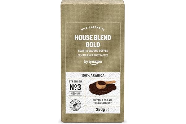 by Amazon House Blend Gold - Café tostado y molido, 250 g, 1 paquete