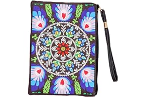 DCIDBEI 5D Fait à la Main Diamant Peinture Sac à Main Bleu Mandala pour les Femmes en Cuir Embrayage en Forme Spéciale Maquillage Sac à Bandoulière Téléphone Portefeuille Pochette pour Soirée 20x15 cm