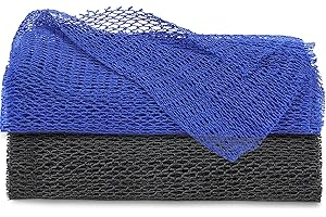 SIGHTOR African Net Sponge Authentic,2Pcs Nylon African Exfoliating Net Bathing,Body Exfoliating for Back Scrubber,Stretch Length to 66 INCH(Black+Blue)