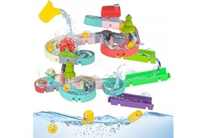 KalaDuck Juguete de Baño con Tobogán de Pato 62 Piezas, DIY Pista Tobogán de Agua Juguetes de Baño para Niños de 4-8 Años, Bañera de Pared Juguetes para Niños y Niñas
