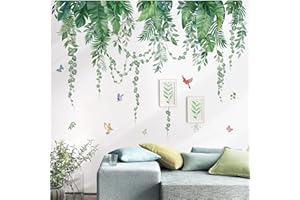‎WONDEVER wondever Wandtattoo Palmblatt Pflanzen Wandaufkleber Hängende Grüne Tropische Blätter Wandsticker Wanddeko für Wohnzimmer Schlafzimmer Sofa Hintergrund