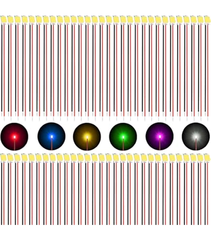 Joycabin 60 stuks 0805 Micro LED Dioden Licht, Voorgeloteerde Micro SMD Led 0805 Voorverbonden met 16cm PTFE Kabel voor DIY, Modelbouw, Decoratie, Verlichting (Rood Blauw Groen Geel Paars Wit Joycabin 60 stuks 0805 Micro LED Dioden Licht, Voorgeloteerde Micro SMD Led 0805 Voorverbonden met 16cm PTFE Kabel voor DIY, Modelbouw, Decoratie, Verlichting (Rood Blauw Groen Geel Paars Wit