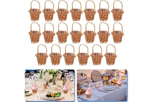 Cabilock 20Pcs Mini Tessuto Cesti in Vimini con Maniglie Cestino Tessuto in Miniatura Cesto di Fiori Dollhouse Cestino da Picnic Piccolo per Fairy Garden Micro Paesaggio Tessuti A Mano