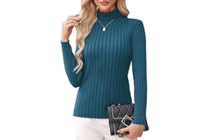 Aottori Jersey Cuello Alto Mujer Casual Suéter de Punto de Manga Larga Clásico Sólido Elástico Invierno Cálido Pullover Jumper Tops