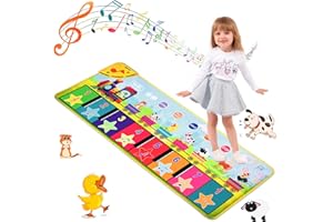 BelleStyle Tappeto Musicale Bambini, Piano Tappeto Danza Musicali con 8 Suoni Animali, Tappetino per Pianoforte da Ballo Educativo Giocattolo Musica Gioco Regalo per Bambine, 100 x 36 cm