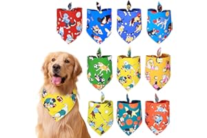 SLSON Paquete de 10 bandanas para perro con patrón de bola, bufanda lavable con pelota deportiva, baberos triangulares para mascotas, accesorios de decoración ajustable para cachorros, perros pequeños