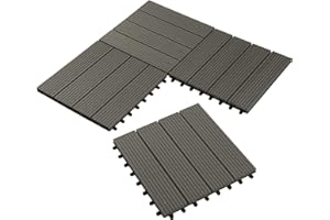 Laneetal Set di 22 Pavimento per Esterno, Pavimento WPC Incastro, Piastrelle per Decking a Incastro per Giardino, Patio, Terrazza, Balcone, Pavimentazione Esterna 30x30cm, Grigio