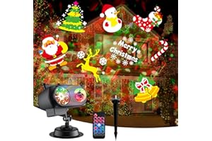 Trrisaun Christmas Projector Light 2 in 1 Moving Pattern Projector Lamp with Remote Control Timer Landscape Lights Indoor Outdoor LED Projector Lights for Christmas Halloween Birthday Party Garden