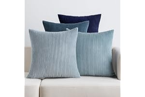 EMEMA Poszewka na poduszkę, aksamitna, sztruksowa, ozdobna, na sofę, fotel, do domu, sypialni, 45 x 45 cm, ciemnoniebieska, 45 x 45 cm, seria