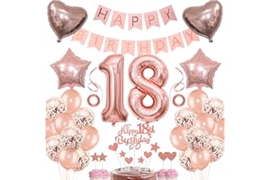 JRZYHI Deko 18. Geburtstag Mädchen Tortendeko 18 Geburtstag Mädchen Deko Geschenk für 18. Geburtstag Mädchen Rosegold Geburtstag 18 Mädchen 18 jahre Geburtstag deko Ballon 18 Geburtstag 18 jahre Mädchen