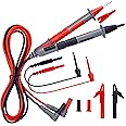 Cavi di Misura Silicone, 8 Pezzi Puntali Tester per Multimetro con Prolunga di Prova, Pinze a Coccodrillo, Sonda di Prova e S