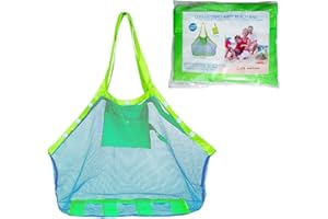 COOLGO Grande Borsa da Spiaggia in Rete per Viaggio,Mare,Piscina,Barca, Sabbia Via Organizzatore per Giocattolo Bambini Portatile Sacchetto(Verde)