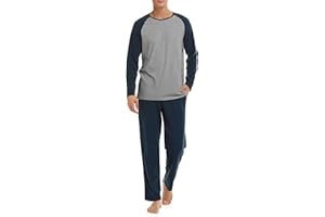 DAVID ARCHY Men's Pyjamas Sets, Cotton Men's Loungewear Set, Breathable and Comfortable Comfortable Sleepwear Pjs Set