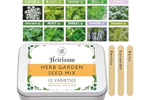 THE LITTLE TREES BEES & SEEDS COMPANY Herb Garden Variety Seeds for Gardening, 10 Easy Sow Seed Varieties, 10 Plant Markers & Growing Guide - Gifts for Adults & Kids,Little Trees Bees & Seeds Co