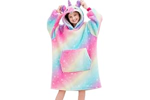 DOCTOR UNICORN Girls Oversized Unicorn Hoodie Warm Sherpa Fleece Hooded Sweatshirt