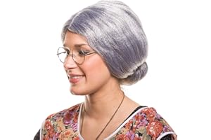 BALINCO Abuela Abuela Peluca Moño Gris Disfraz Fiesta Carnaval Accesorio Disfraz