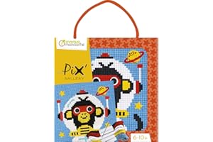 MY MANDARINE Avenue Mandarine KC121C - Caja Pix Gallery que incluye 1 cuadro de punto de cruz de 14 x 14 cm, hilo y aguja, Cosmonauta