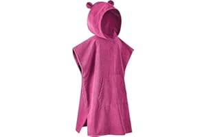 DiaryLook Kids Swimming Changing Robe with Hood, Beach Poncho Towel with Pockets Boys & Girls Quick Dry, Bath Robe, Surfing, Watersports Childrens Gifts 6-9 Years Bear Wine Red