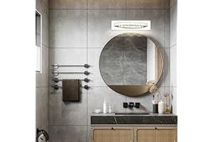 YHTlaeh Lampada da specchio a LED 15 W 1080 lumen 4000 K con cristalli IP44 impermeabile 230 V cromata (50cm, Cromo)