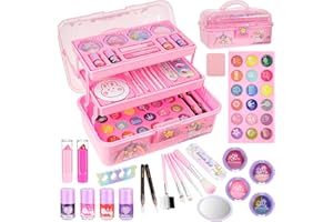 Maquillage Enfant Jouet Filles, Bestcool 39 pièces Lavable Malette Maquillage Jouet pour Enfante Kit de Maquillage Enfant Fille de Princesse Cadeaux d'anniversaire pour Filles de 6 à 12 Ans (Rose)