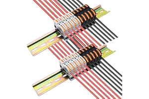 Conectores Electricos Rapidos, CTRICALVER Bloque de terminales del conector de cableado compacto (10 pcs gris y 10 pcs negro), 2 pcs 20cm Riel, Con tornillos