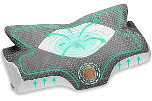 Elviros Cervical Contour Memory Foam Kudde för nacksmärta Ortopedisk nackkudde för axelsmärta Ergonomiskt huvudstöd Kudde för sido- / rygg/abdominala, Med avtagbart kuddfodral