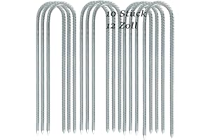 ZEONHEI 10 sztuk, 30 cm, ocynkowane, ?ledzie namiotowe w kszta?cie litery U, stabilne ?ledzie ogrodowe z ko?cówk? d?uta, kotwa gruntowa do trampoliny, na kemping, do namiotów, zadaszenia, hu?tawek