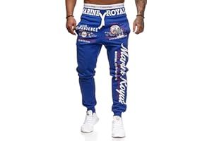 L.gonline Jogginghose Herren Lang | Jungen Baumwolle Sporthose gemütlich | Freizeithose Männer | innen Vlies Soft | Jogger Training | Trainingshose | Marine Royal
