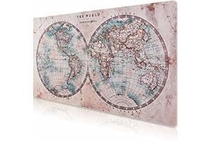 DOBAOJIA Mauspad Gaming XXXL 900 x 400mm, Schreibtischunterlage Weltkarte, Mausunterlage Groß, Keyboard and Mouse Pad, Auslaufsichere Oberfläche und rutschfester Boden