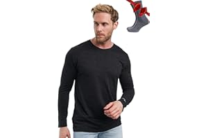 100% Merino Unterwäsche Herren - Merino Langarmshirt Herren Atmungsaktiv Und Feuchtigkeitsableitend + Wollsocken