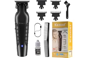 Kemei 2299 Tondeuse à Cheveux/Barbe Professionnelle pour Hommes, Tondeuse à Zéro Écart avec Lame en T, Sans Fil et Rechargeable