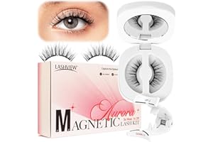 LASHVIEW Magnetyczne rzęsy o naturalnym wyglądzie, 1 para wielokrotnego użytku magnetycznych rzęs z aplikatorem, bez kleju, łatwe do noszenia i usuwania (A02)