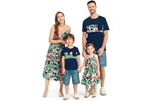 PatPat Ensemble de vêtements pour Parents et Enfants, vêtements pour mère et Fille et t-Shirts pour père et Fils, Style Vacances d'été à la Plage
