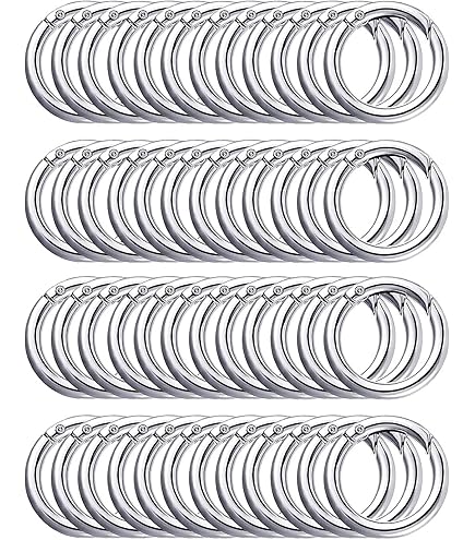 16 Moschettoni Rotondi 40mm - In Lega Zinco, Per Portachiavi, Borse, Fai Da Te