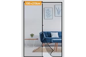 Yotache Fly Screen Door 100 x 210 cm, Reinforced Polyester Anti-Tearing High Density Mesh Magnetic Door Screen Summer Ventilation Anti-Mosquitoes Insects, Black