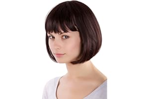 WIG ME UP - Perruque, Châtain Foncé, Carré Plongeant, Frange Droite 25Cm