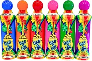BINGOOSE Bingo Dabbers Pack of 6 for Numbered Books, Cards, Flyers or Tickets - Screw Top Dabber Pens for Leak Proof Dot Markers - Bright 43ml Sponge Bingo Pens - Sponge Tip Dobber for Game Night & Nan Gifts