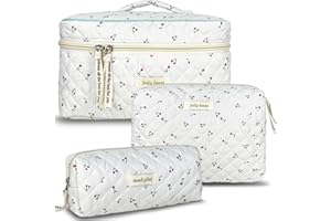 TOPALL Neceser Maquillaje Grande, Neceser Viaje Mujer de Algodón Neceser Cuero,Makeup Bag,XXL Organizador Bolsa de Aseo para Maquillaje Necessaire Viajes Accesorios de Mujer