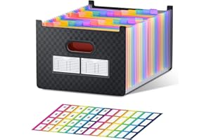 ThinkTex 26 Pochettes Trieur Document, A4 Trieur, Trieur à Soufflets Classeur Rangement, Dessus Ouvert et Vertical, Onglets Colorés de A à Z, pour Bureau, Famille, École