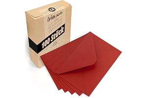 ‎JAPUN Japun – Briefumschläge (100 Stück) aus Papier, Kuvert, Umschlag ohne Fenster - DIN C6-162 x 114 mm - rot