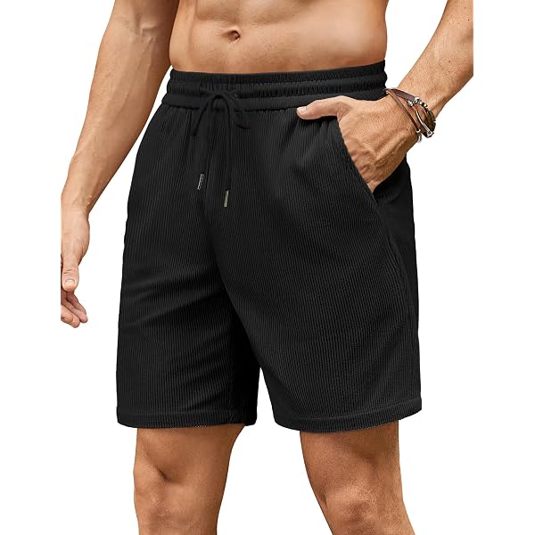 COOFANDY Men's Linen Shorts Casual Elastic Waist Drawstring Summer