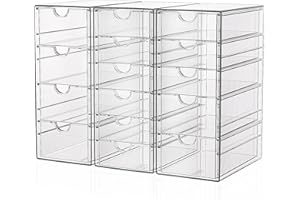GoMaihe 3 szt. Nowoczesny minimalistyczny przezroczysty organizer na biurko Acry: 15 szuflad organizer na biurko