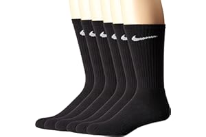 NIKE Performance Cushion Crew Socks With Band (6 Pairs), Black/White, Large