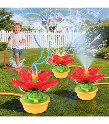 4U-Onlinehandel Spritzblume Rasensprinkler mit Erdspieß Rasensprenger Tanzende Blume Bewässerung Spielzeug
