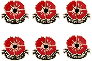 XOEMEL 6 Stück Mohn Brosche Damit Wir Nicht Vergessen Emaille Remembrance Poppy Pin Für Damen Herren Rote Blumen Broschen Anstecknadel Veterans Memorial Day Erinnerung Sonntag Geschenke für Veteranen
